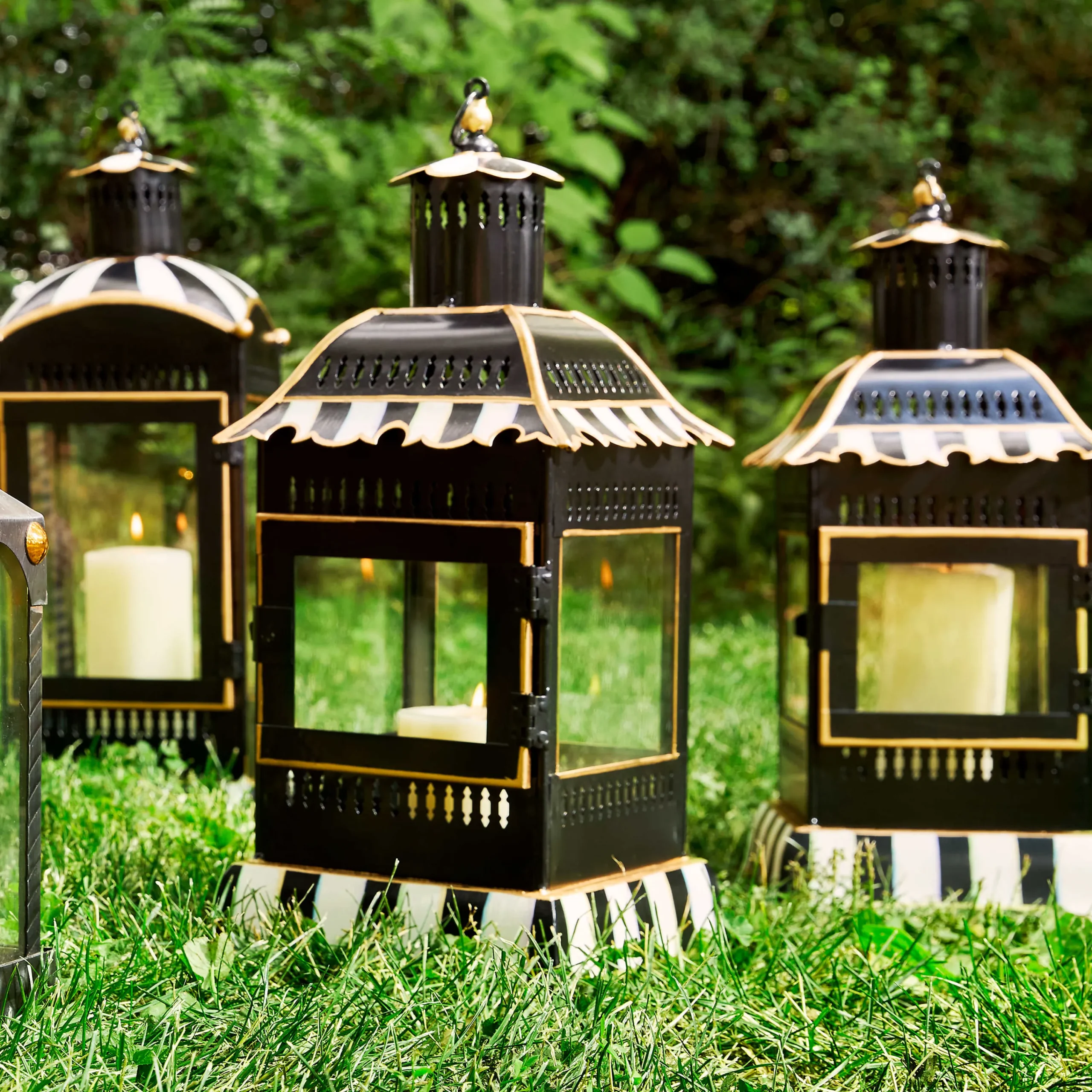 MacKenzie-Childs Courtly Stripe Candle Lantern - Large* Outdoor Decor