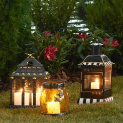 MacKenzie-Childs Courtly Stripe Candle Lantern - Small* Outdoor Decor