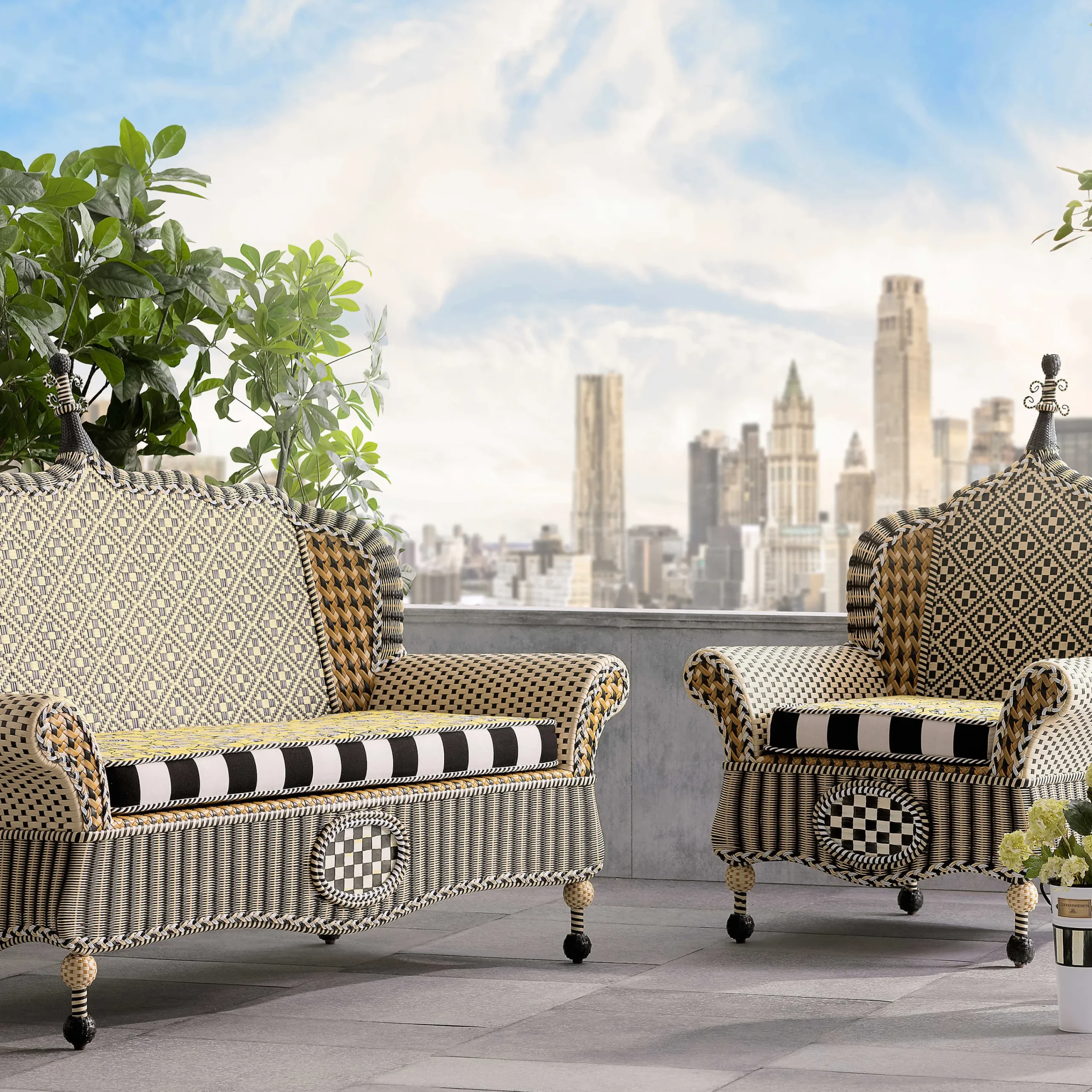 MacKenzie-Childs Courtyard Outdoor Loveseat - Queen Bee* Outdoor Furniture