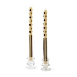 MacKenzie-Childs Dot & Stripe Dinner Candles - Black & Grey - Set Of 2* Candles & Fragrances