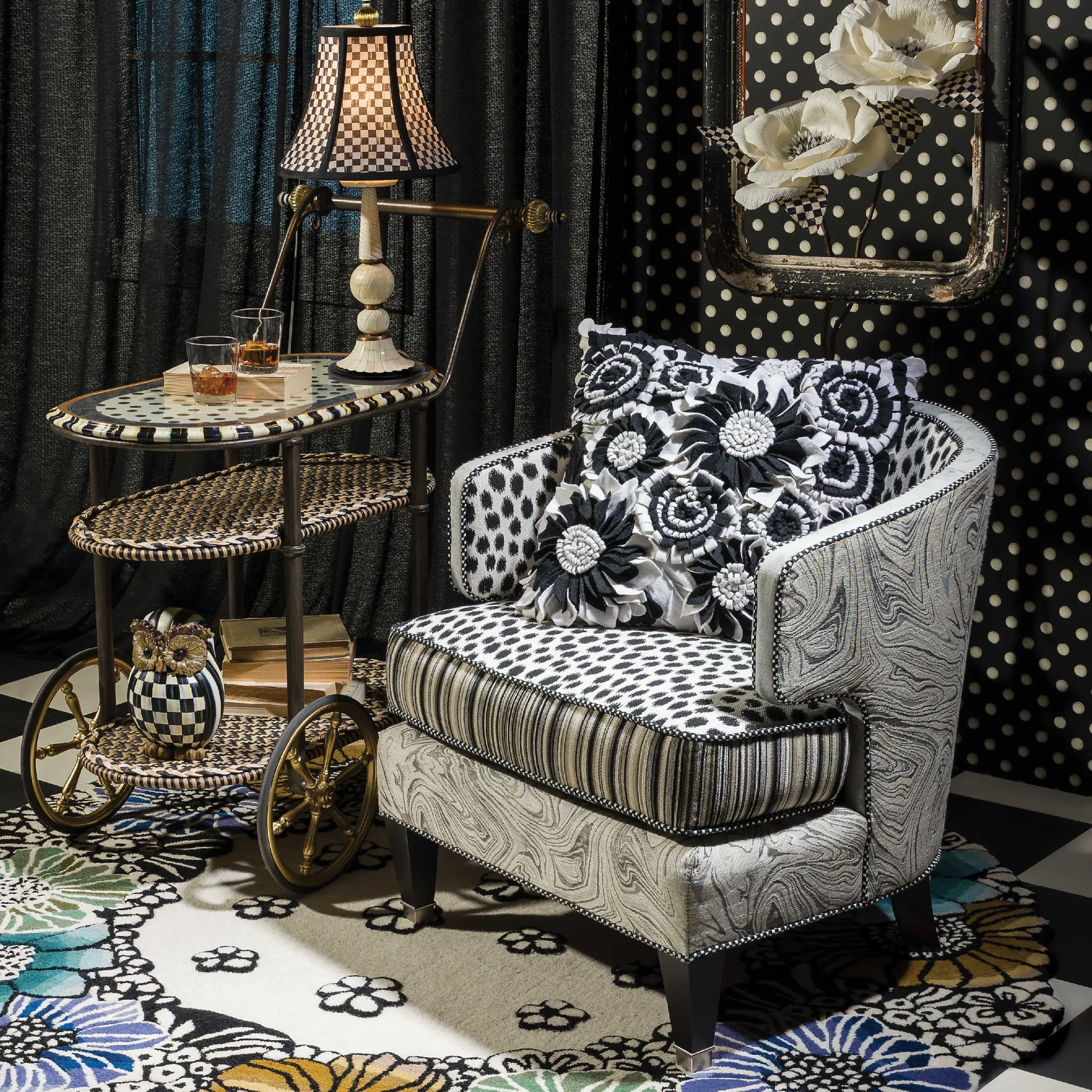 MacKenzie-Childs Dotography Bar Cart* Living Room