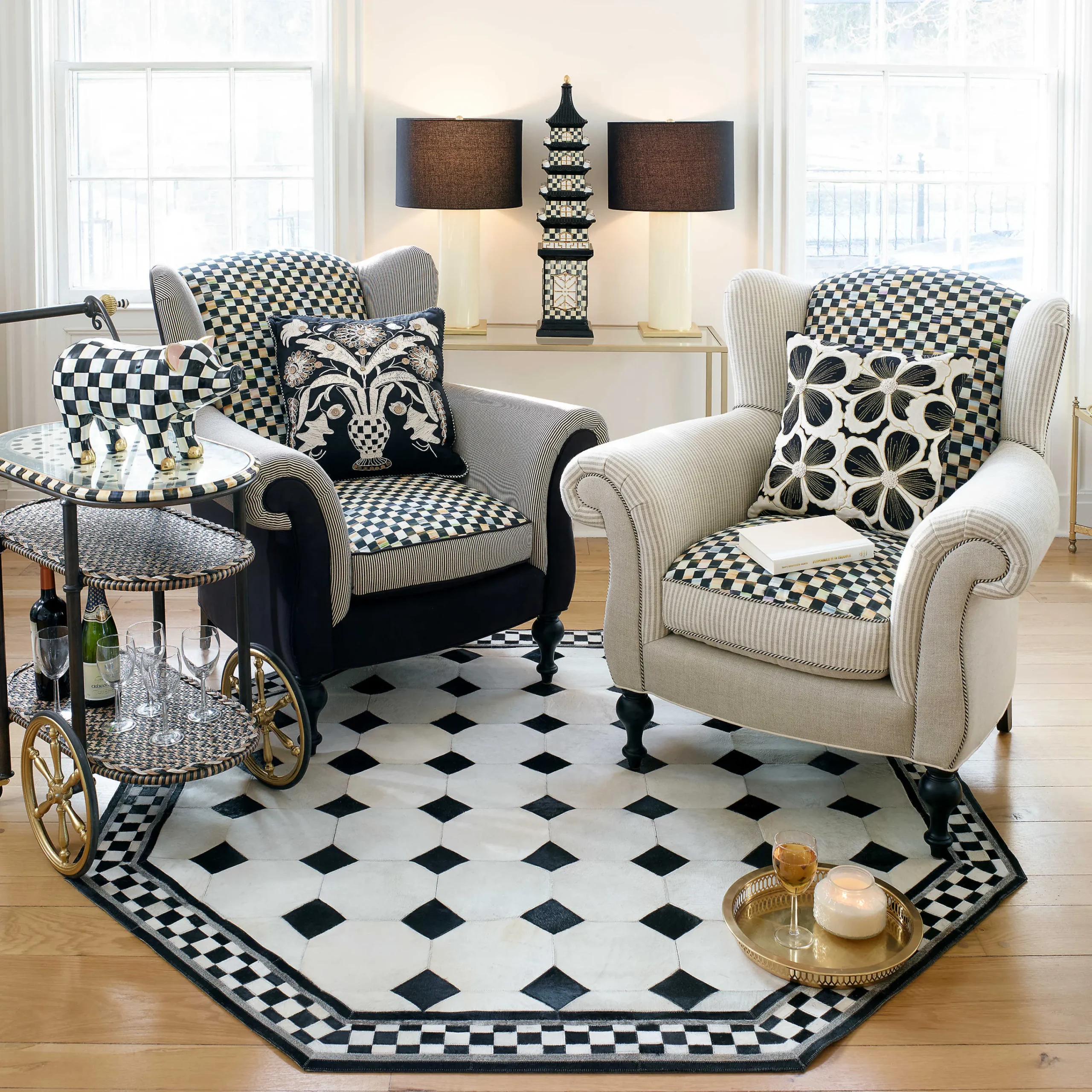 MacKenzie-Childs Dotography Bar Cart* Living Room