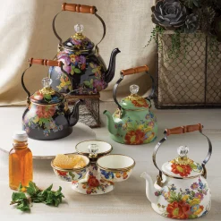 MacKenzie-Childs Flower Market 3 Quart Tea Kettle - Black* Tea Kettles