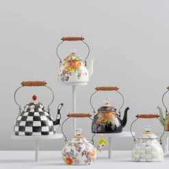 MacKenzie-Childs Flower Market 2 Quart Tea Kettle - Black* Tea Kettles