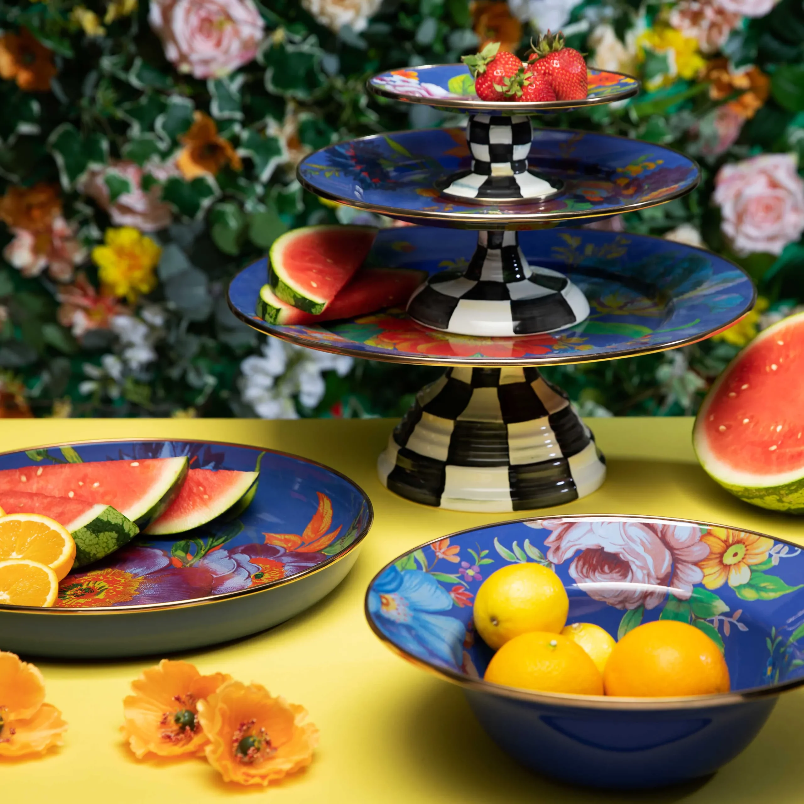 MacKenzie-Childs Flower Market Abundant Bowl - Lapis* Outdoor Entertaining