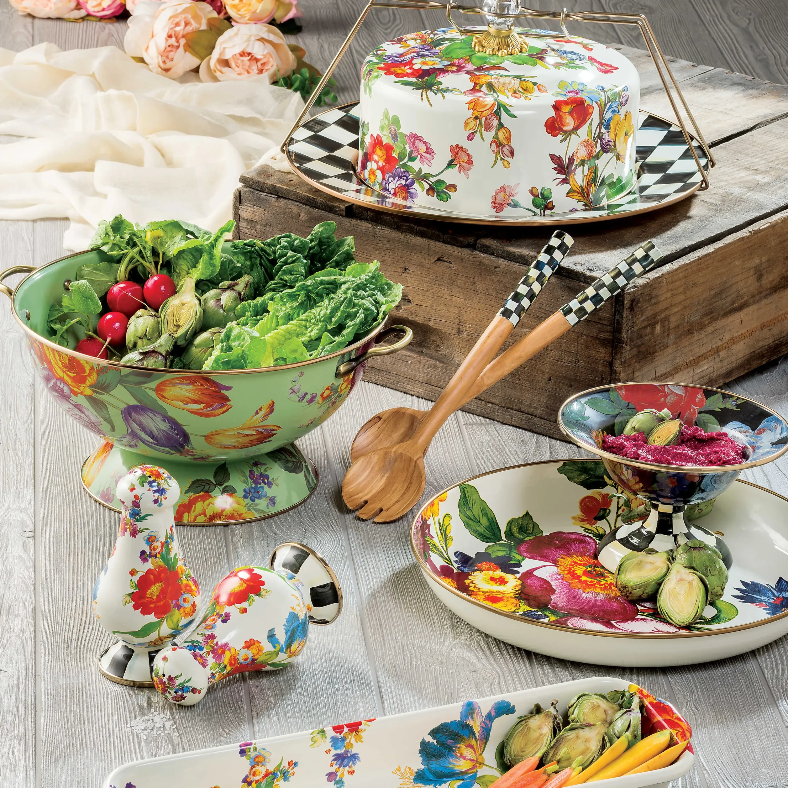 MacKenzie-Childs Flower Market Baguette Dish - White* Outdoor Entertaining