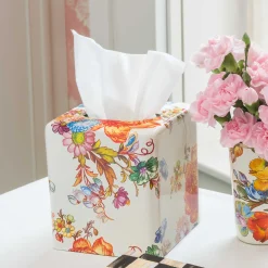 MacKenzie-Childs Flower Market Boutique Tissue Box Cover - White* Bed & Bath