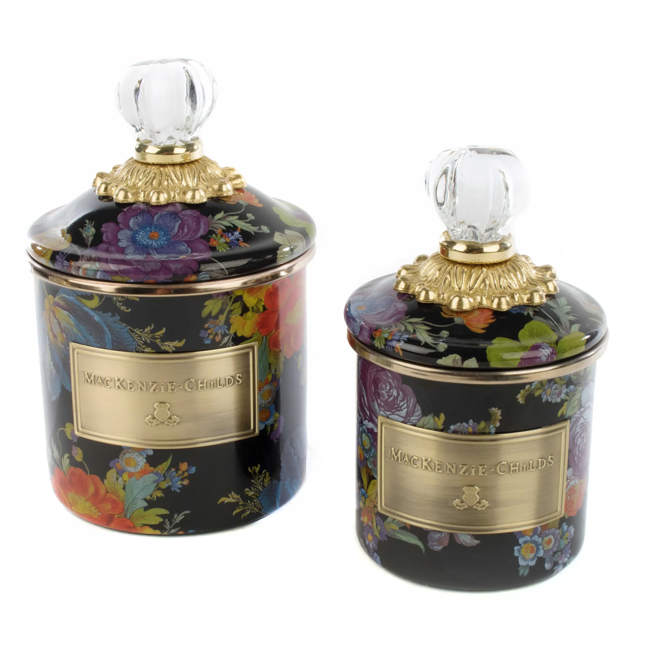 MacKenzie-Childs Flower Market Demi Canister - Black* Room Accents