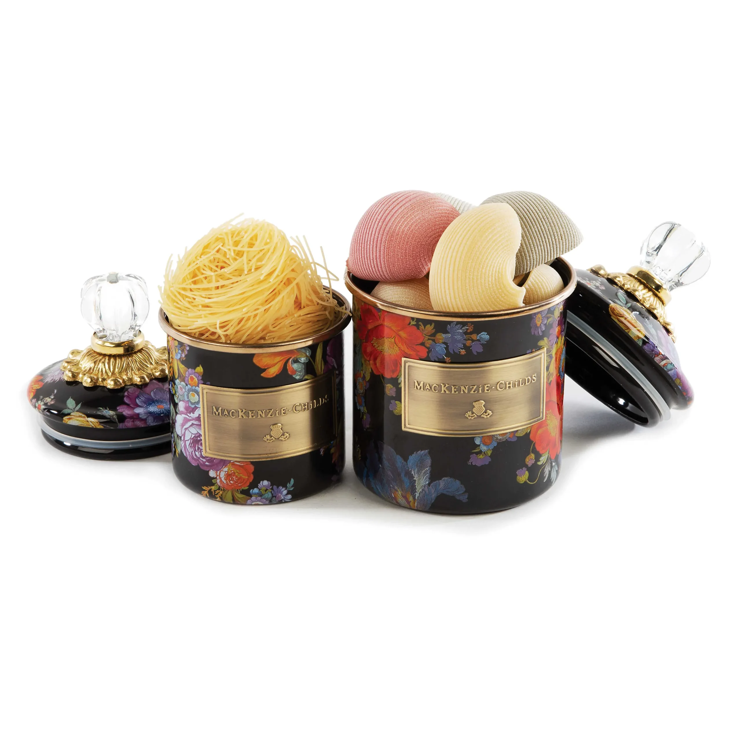 MacKenzie-Childs Flower Market Demi Canister - Black* Room Accents