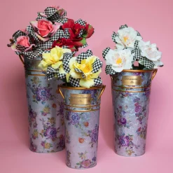 MacKenzie-Childs Flower Market Galvanized Flower Buckets - Set Of 3* Garden Accessories