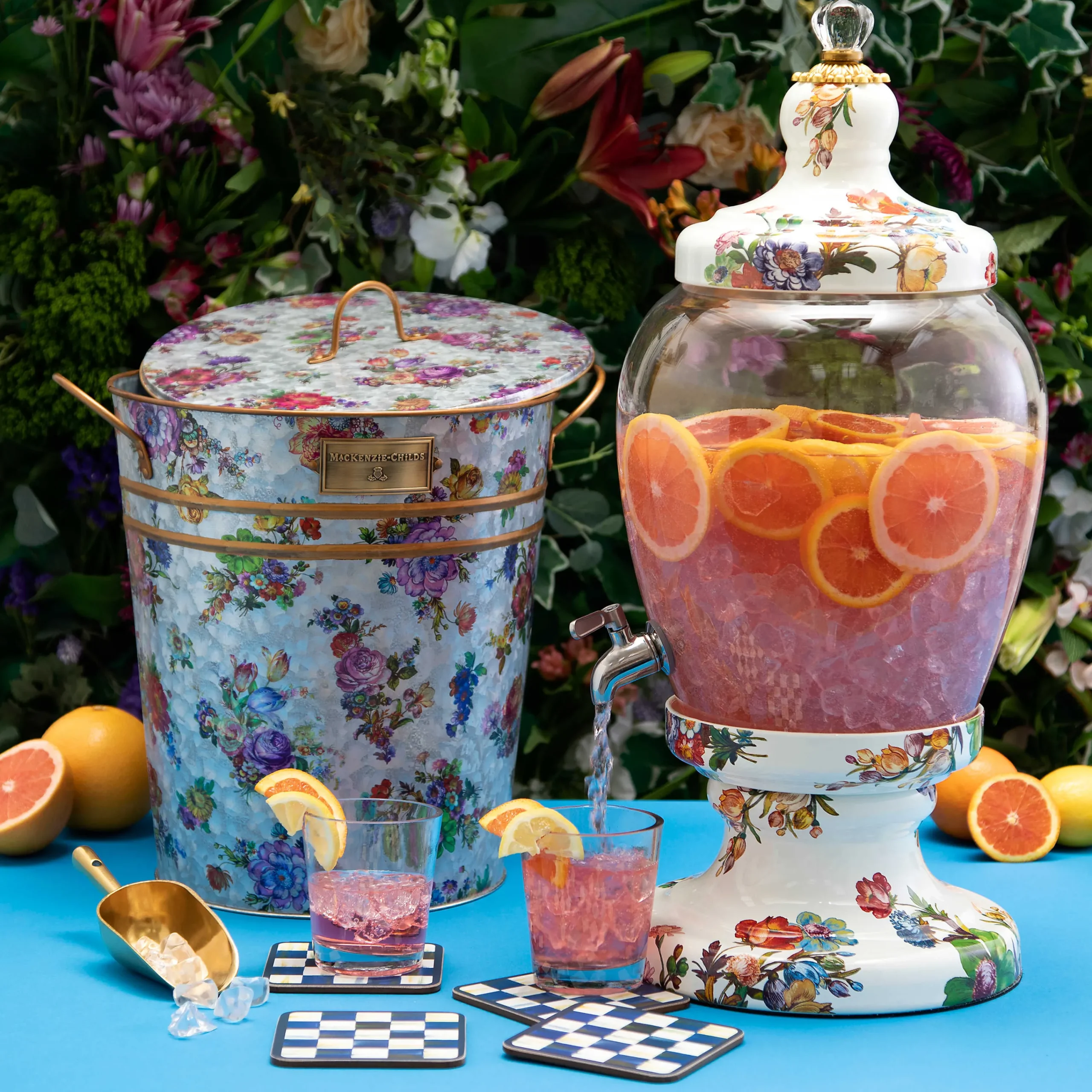 MacKenzie-Childs Flower Market Galvanized Container With Scoop* Outdoor Decor