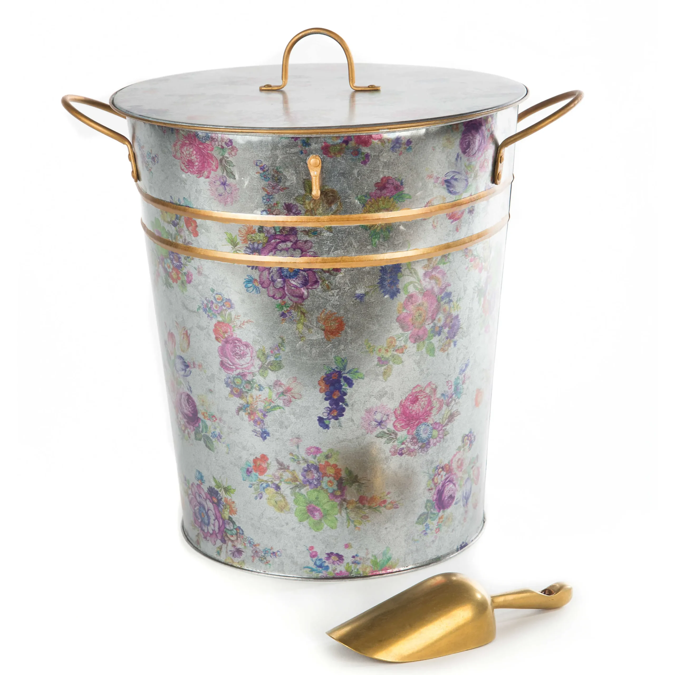 MacKenzie-Childs Flower Market Galvanized Container With Scoop* Outdoor Decor