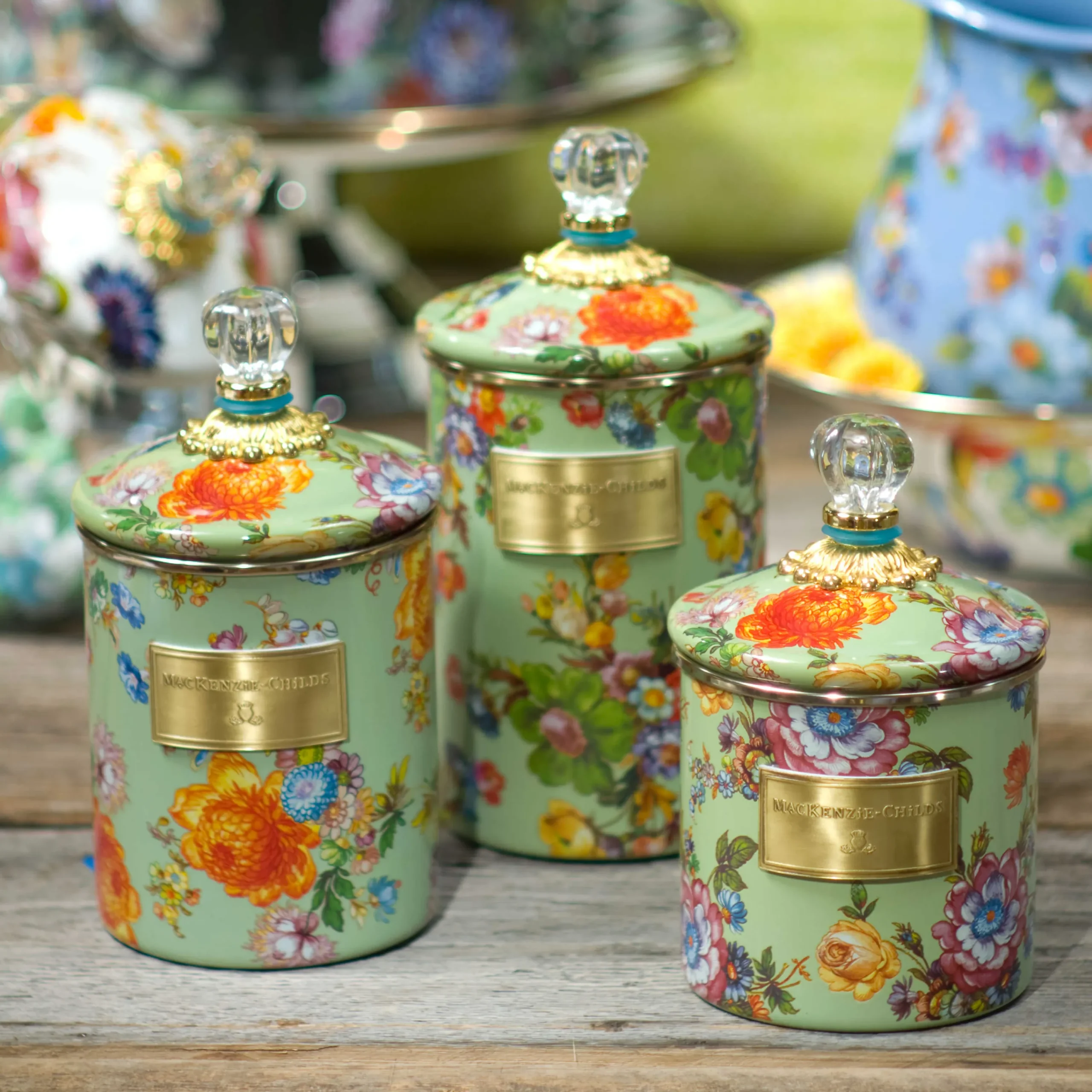 MacKenzie-Childs Flower Market Large Canister - Green* Room Accents