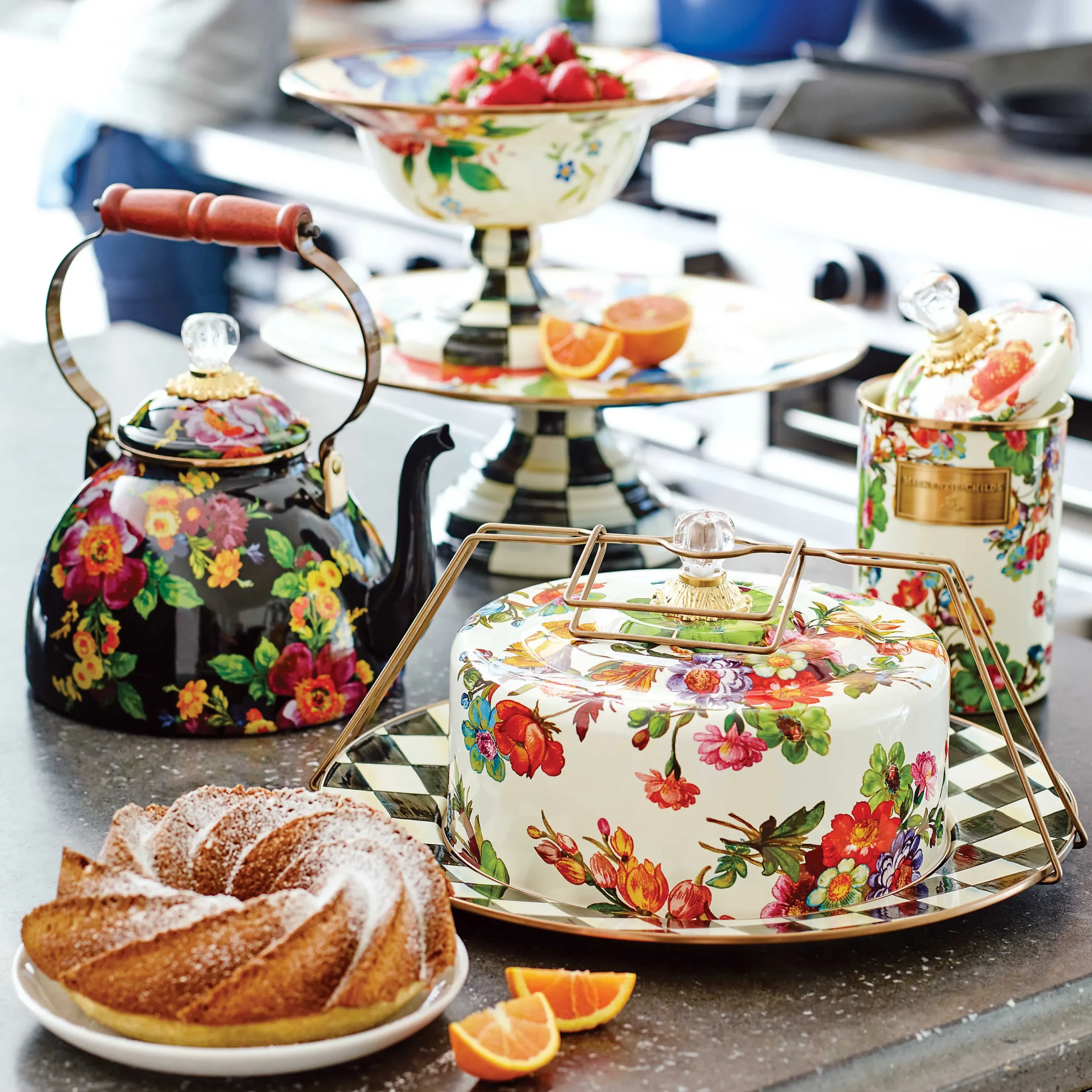 MacKenzie-Childs Flower Market Large Canister - White* Room Accents