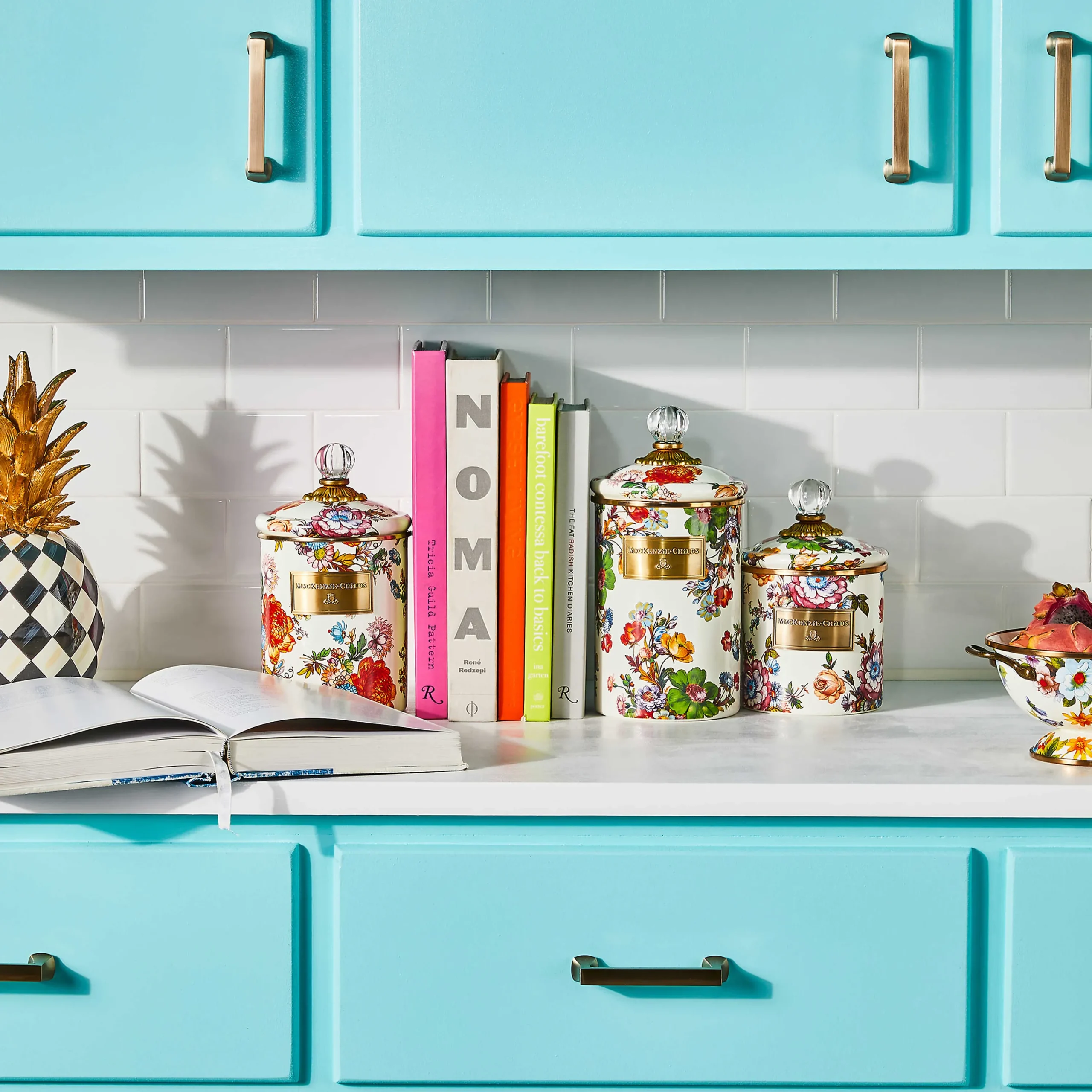 MacKenzie-Childs Flower Market Large Canister - White* Room Accents