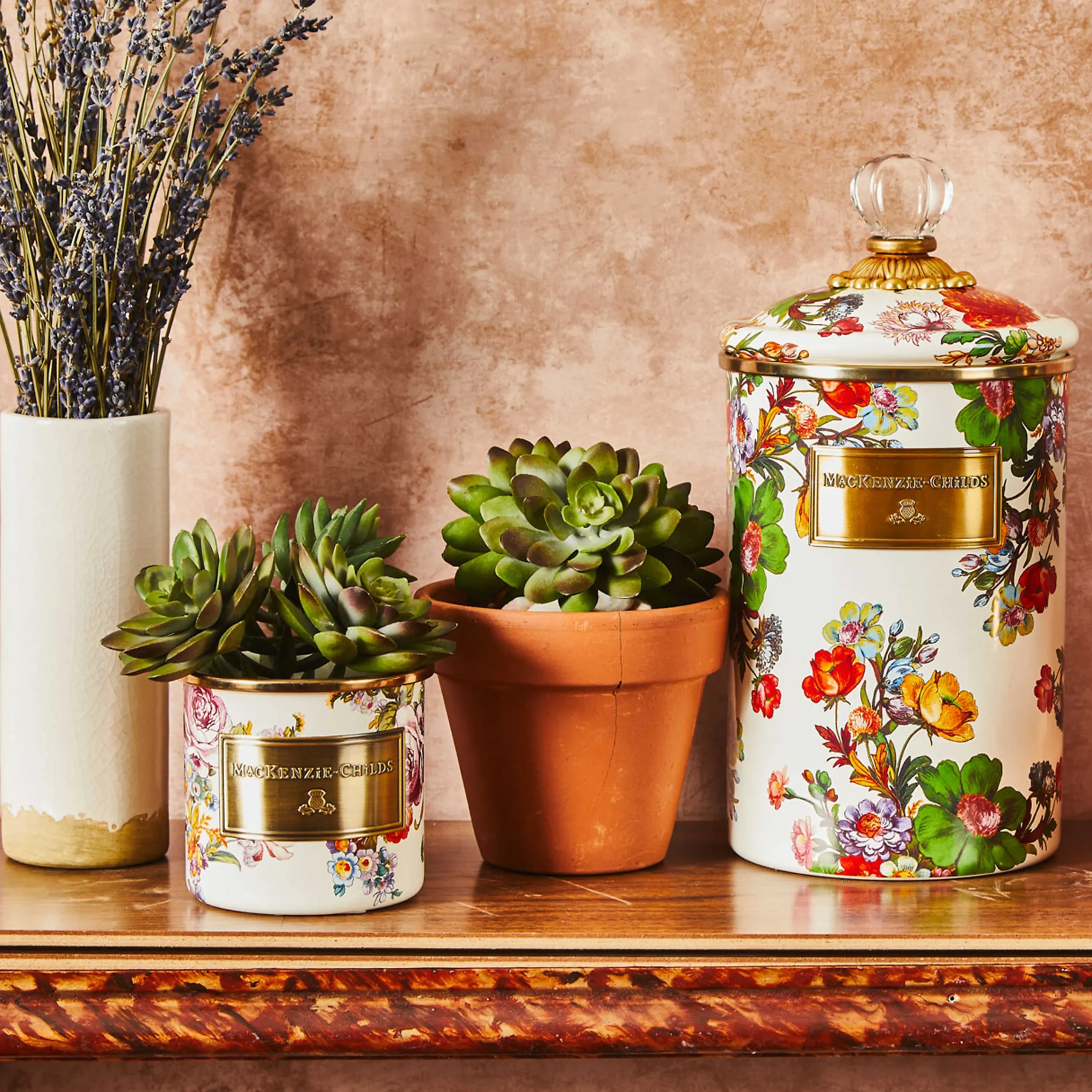 MacKenzie-Childs Flower Market Large Canister - White* Room Accents