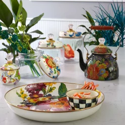 MacKenzie-Childs Flower Market Lidded Sugar Bowl - White* Outdoor Entertaining