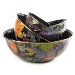 MacKenzie-Childs Flower Market Medium Everyday Bowl - Black* Serveware