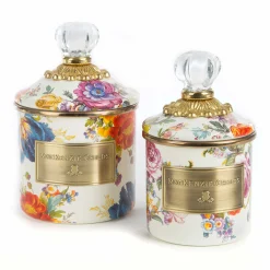MacKenzie-Childs Flower Market Mini Canister - White* Room Accents