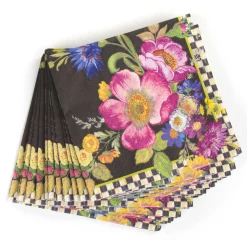 MacKenzie-Childs Flower Market Paper Napkins - Cocktail - Black* Outdoor Entertaining