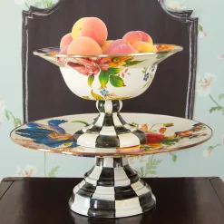 MacKenzie-Childs Flower Market Pedestal Platter - White* Outdoor Entertaining