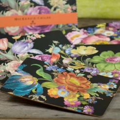 MacKenzie-Childs Flower Market Placemats - Black - Set Of 4* Outdoor Entertaining