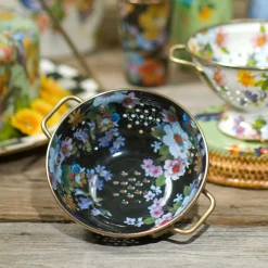 MacKenzie-Childs Flower Market Small Colander - Black* Kitchen Utensils & Tools