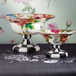 MacKenzie-Childs Flower Market Small Compote - White* Outdoor Entertaining