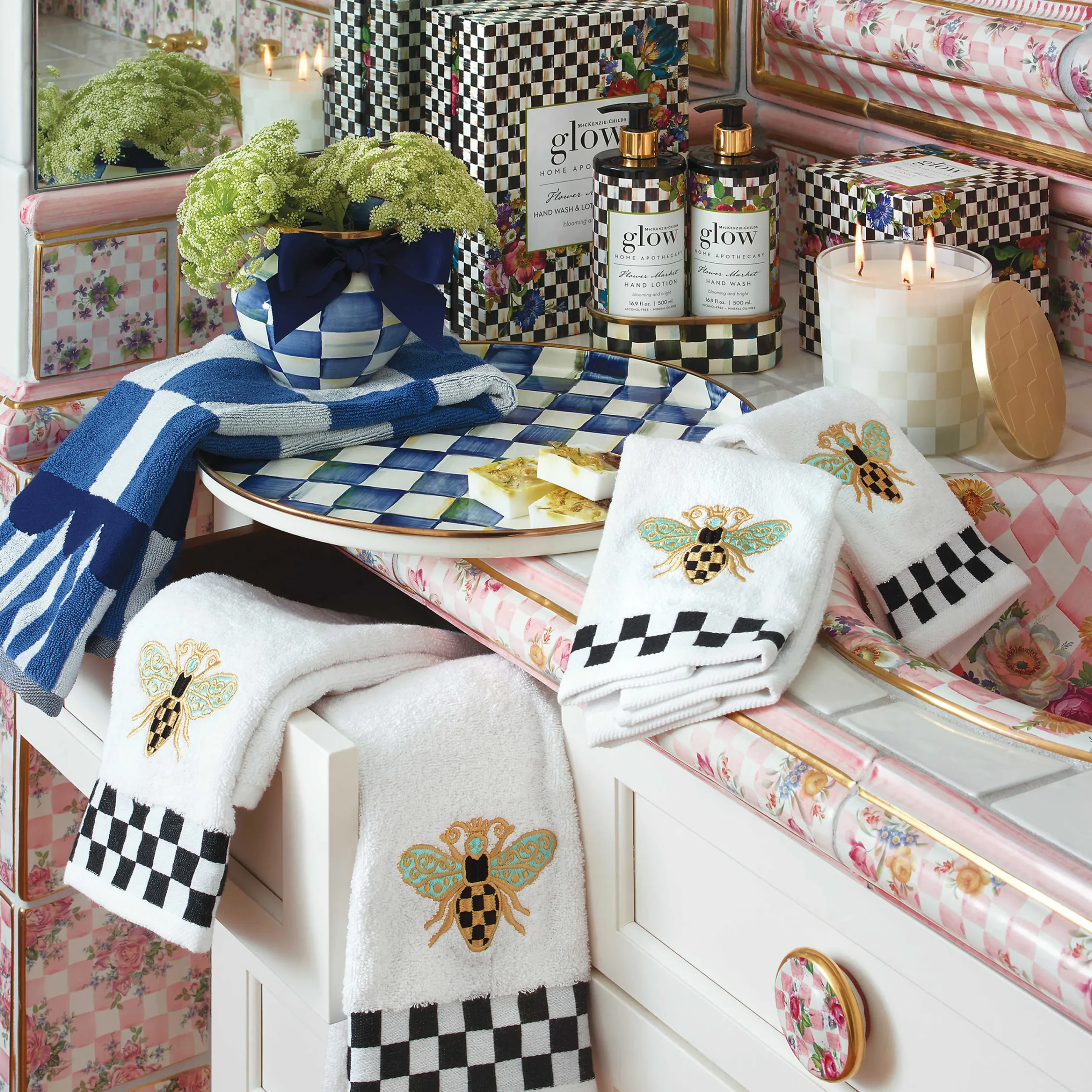 MacKenzie-Childs Flower Market Soap & Lotion Caddy Set* Candles & Fragrances