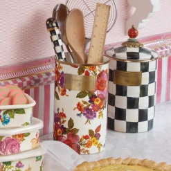 MacKenzie-Childs Flower Market Utensil Holder - White* Kitchen Storage & Organization