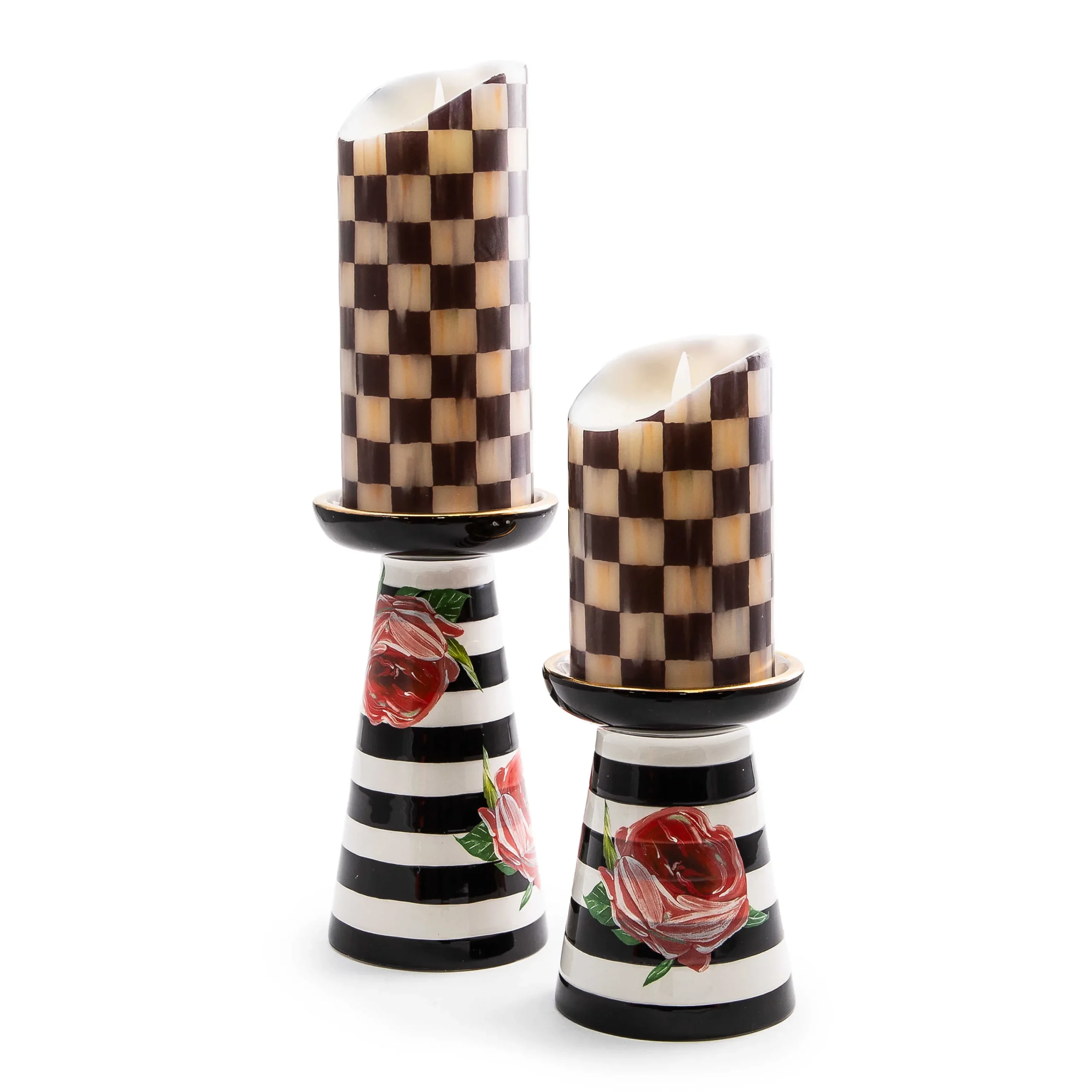 MacKenzie-Childs Flower Show Pillar Candle Holders - Set Of 2* Candles & Fragrances