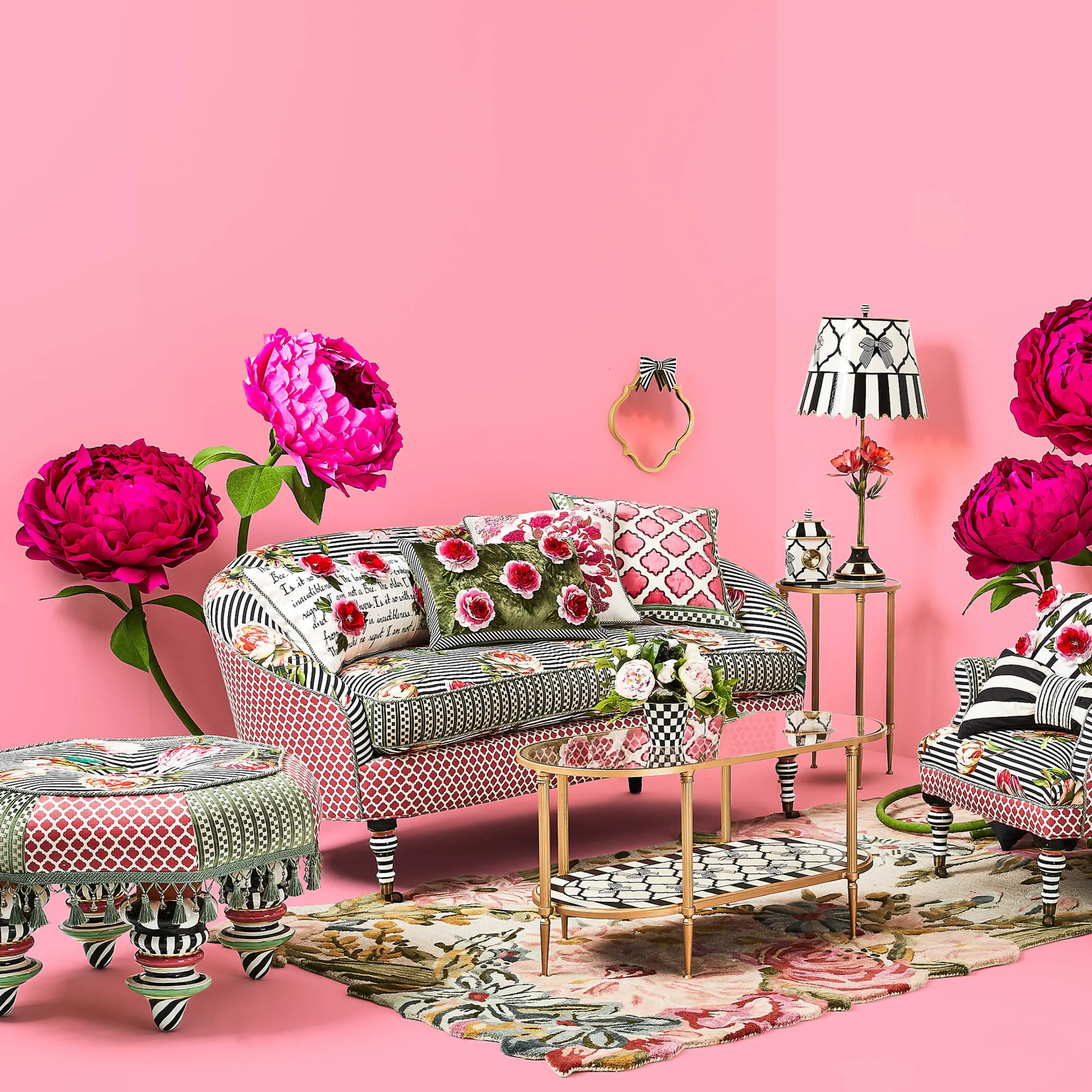 MacKenzie-Childs Flower Show Setting Seat* Living Room