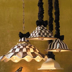MacKenzie-Childs Fluted Hanging Lamp - Courtly Check* Lighting