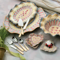 MacKenzie-Childs Gold Check Cake Serving Set* Outdoor Entertaining