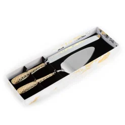 MacKenzie-Childs Gold Check Cake Serving Set* Outdoor Entertaining