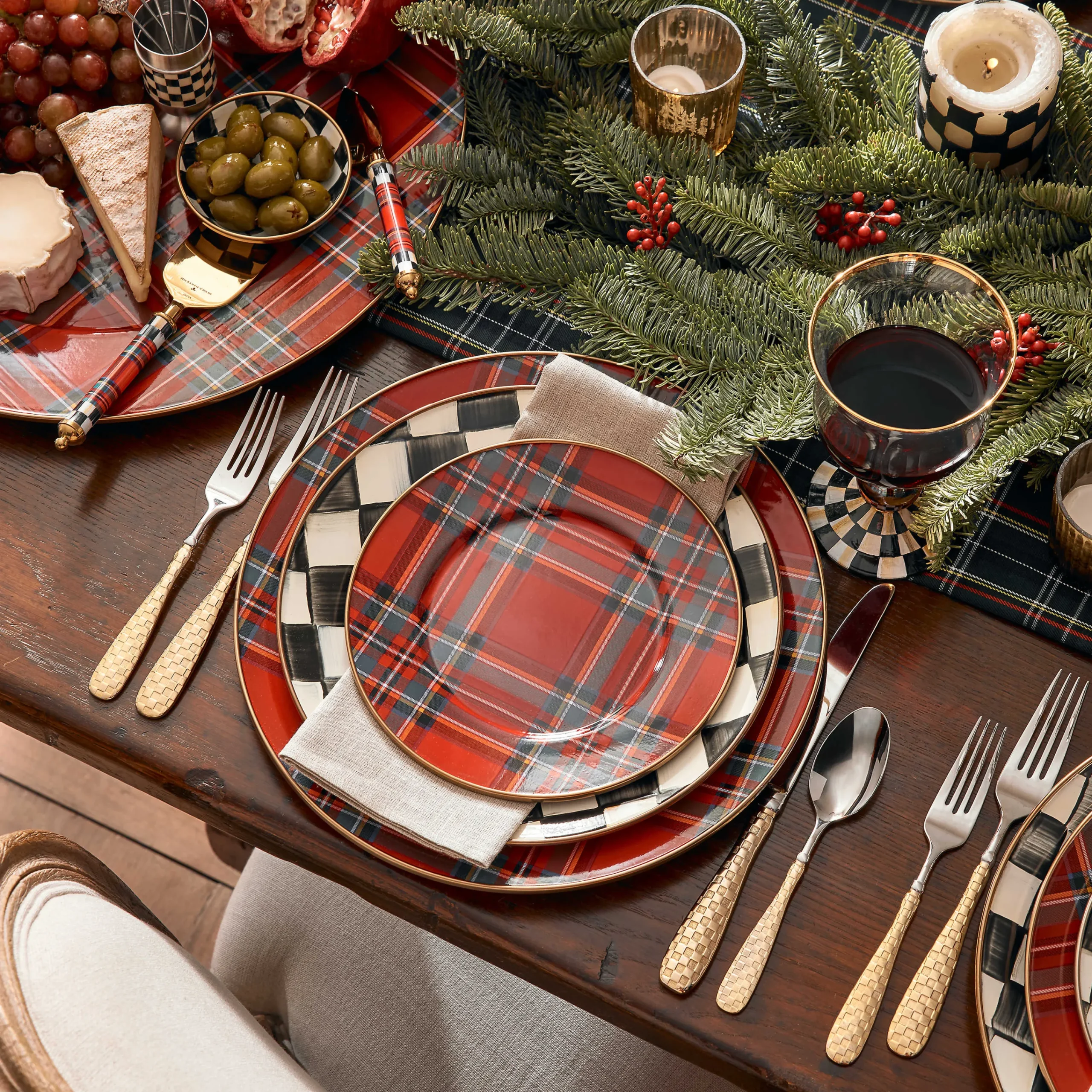 MacKenzie-Childs Gold Check Flatware - 5-Piece Place Setting* Outdoor Entertaining