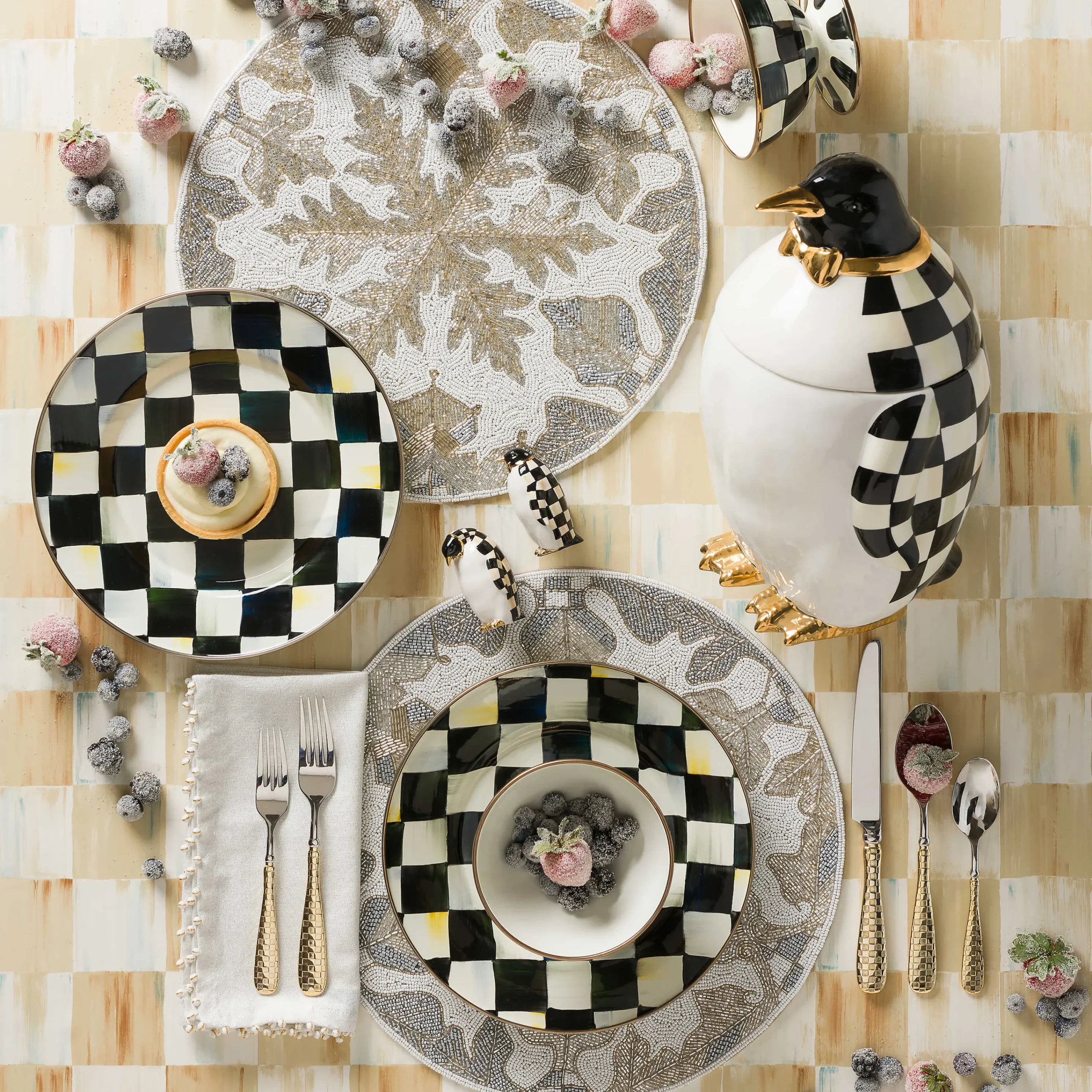 MacKenzie-Childs Gold Check Flatware - 5-Piece Place Setting* Outdoor Entertaining