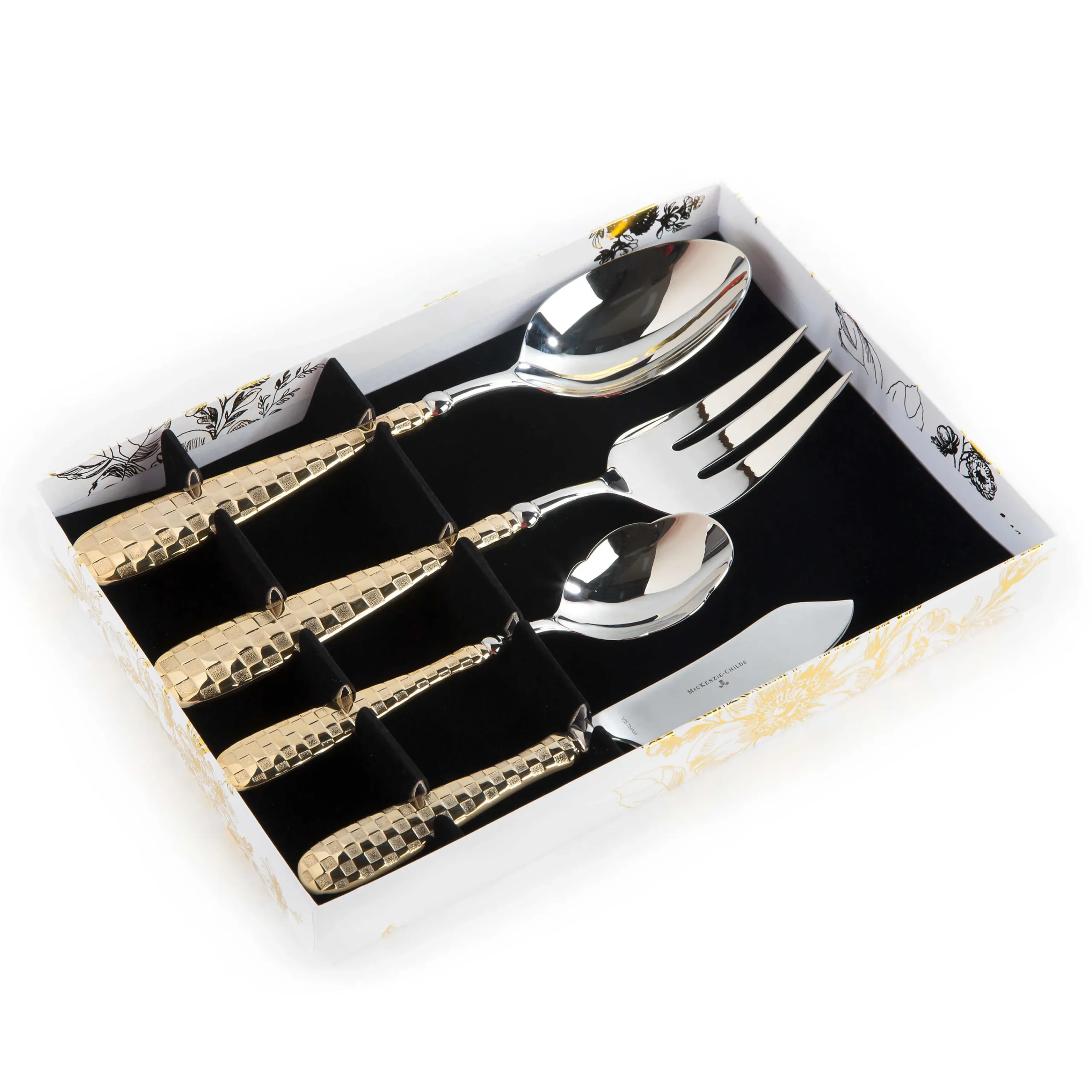 MacKenzie-Childs Gold Check Hostess Serving Set* Outdoor Entertaining