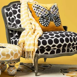 MacKenzie-Childs Houndstooth Throw - Yellow And White* Pillows, Throws, & Cushions