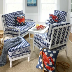 MacKenzie-Childs Indigo Villa Outdoor Ottoman* Outdoor Furniture