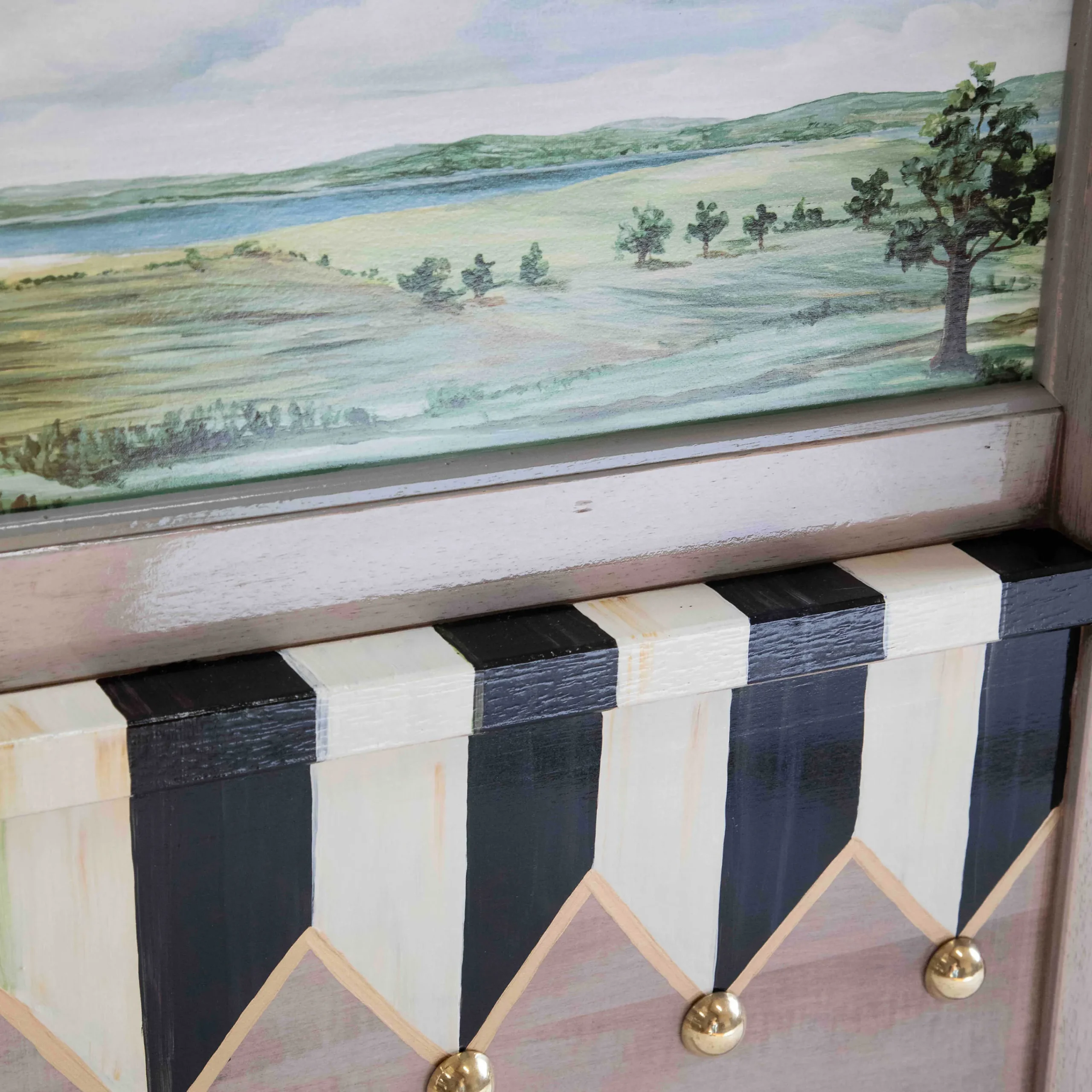 MacKenzie-Childs Landscape Blanket Bench* Storage Furniture