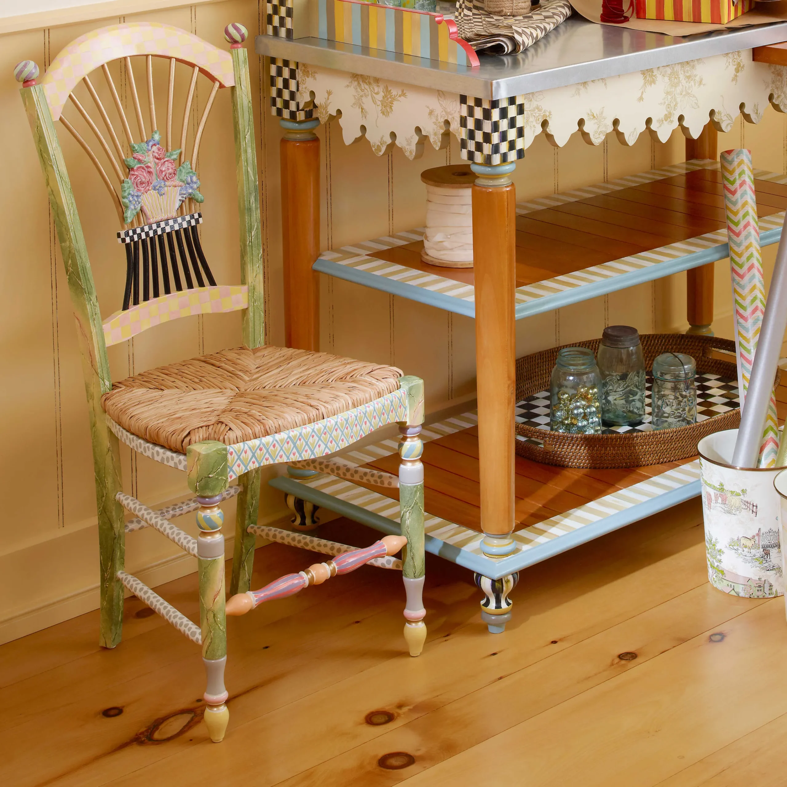 MacKenzie-Childs Light Flower Basket Side Chair* Dining Room & Kitchen