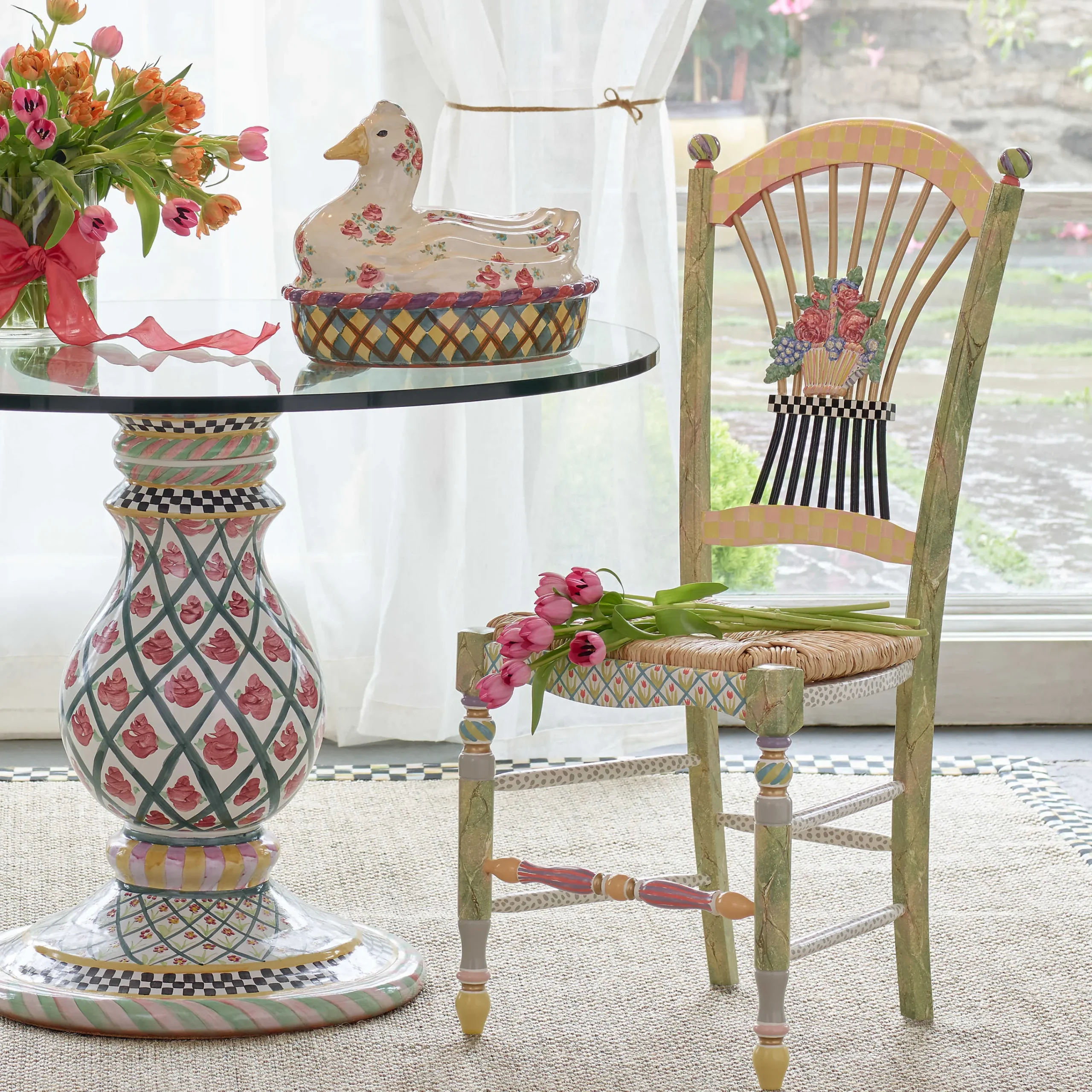 MacKenzie-Childs Light Flower Basket Side Chair* Dining Room & Kitchen