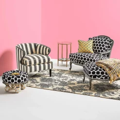 MacKenzie-Childs Marquee Accent Chair - Chenille Grey Stripe* Living Room