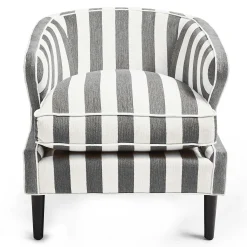 MacKenzie-Childs Marquee Accent Chair - Chenille Grey Stripe* Living Room
