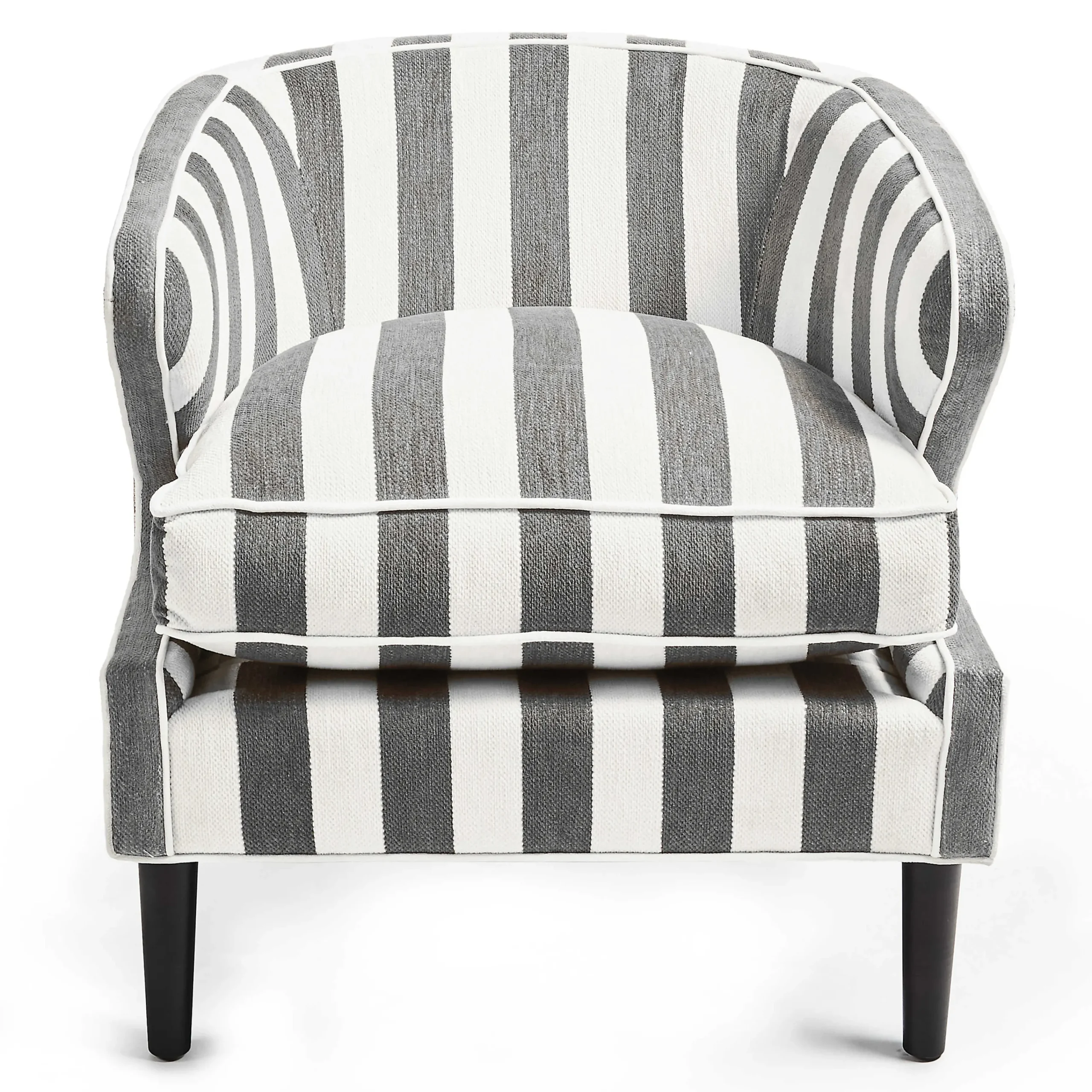 MacKenzie-Childs Marquee Accent Chair - Chenille Grey Stripe* Living Room