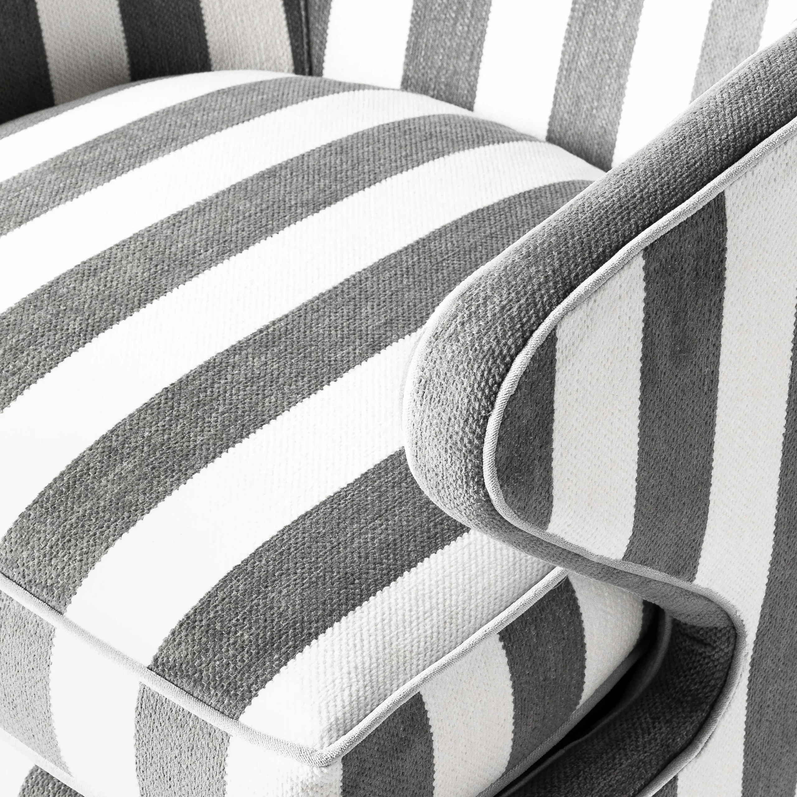 MacKenzie-Childs Marquee Accent Chair - Chenille Grey Stripe* Living Room
