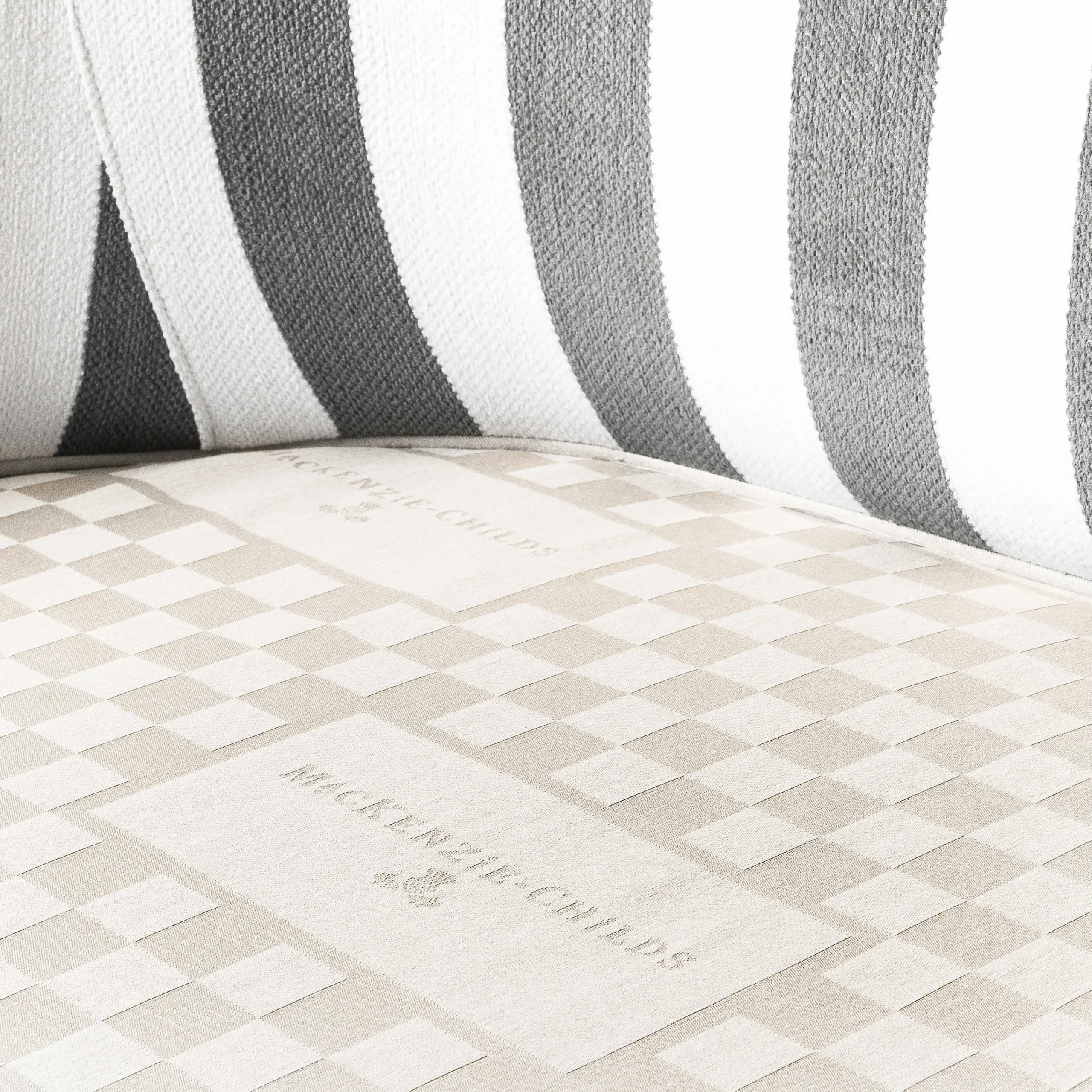 MacKenzie-Childs Marquee Accent Chair - Chenille Grey Stripe* Living Room