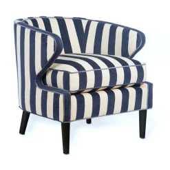 MacKenzie-Childs Marquee Accent Chair - Chenille Navy Stripe* Living Room