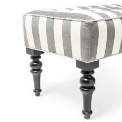 MacKenzie-Childs Marquee Bench - Chenille Grey Stripe* Entryway Furniture